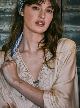 【陆妍淇同款】Fable蓝色艺术蝴蝶项链珐琅彩毛衣链女百搭锁骨链