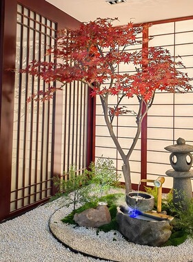 仿真红枫树鸡爪槭室内楼梯下景观装饰假树落地大型绿植摆件仿真树