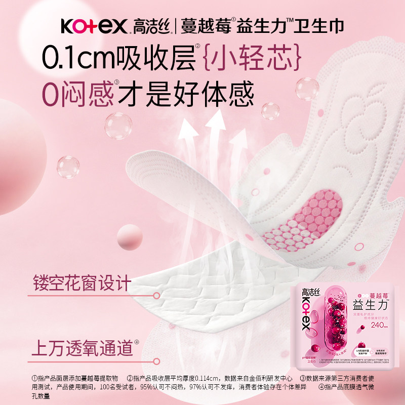 【100%缓解闷痒】高洁丝蔓越莓益生力卫生巾夜安裤迷你巾护垫防漏
