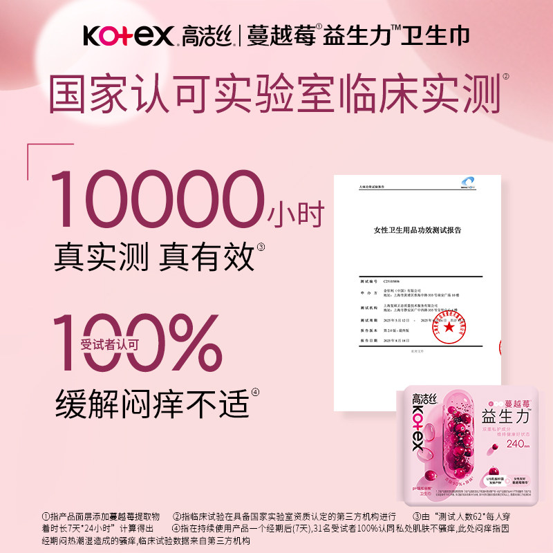 【100%缓解闷痒】高洁丝蔓越莓益生力卫生巾夜安裤迷你巾护垫防漏