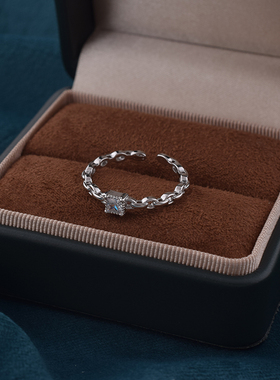 方钻素戒女开口戒ins冷淡风