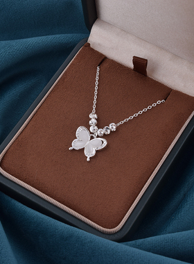 纯银清冷感新中式猫眼石蝴蝶项链