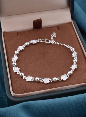 925纯银气质花朵手链女