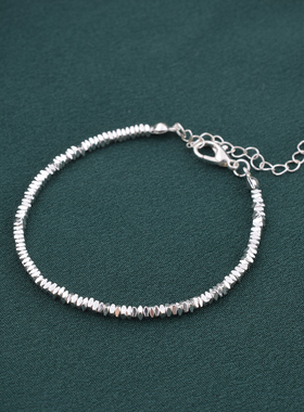 S925纯银不规则碎银子简约手链