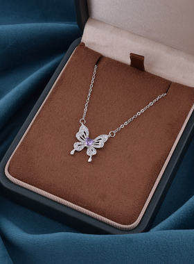 s925纯银幻蝶项链女轻奢