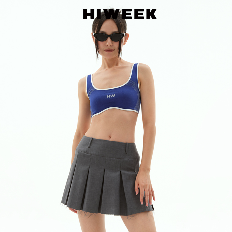 HIWEEK内衣女无缝针织拼接撞色轻运动无痕外穿背心款文胸