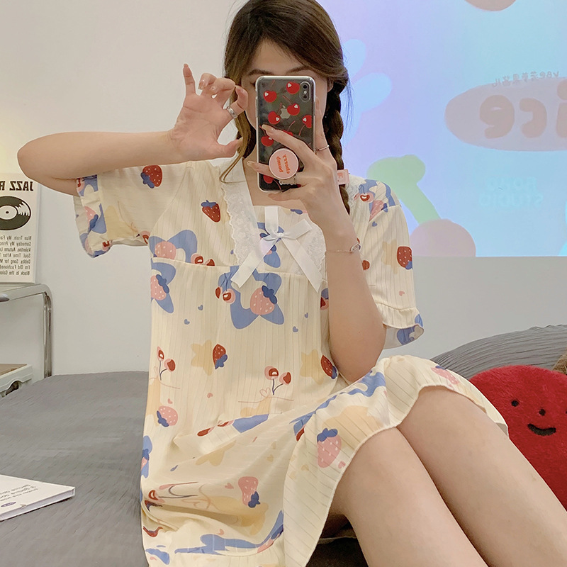 cy夏季睡衣女新款短袖短裤韩版甜美公主风可爱甜美两件套家居服_orange 橙色时光_女士内衣/男士内衣/家居服-第2张图片-提都小院