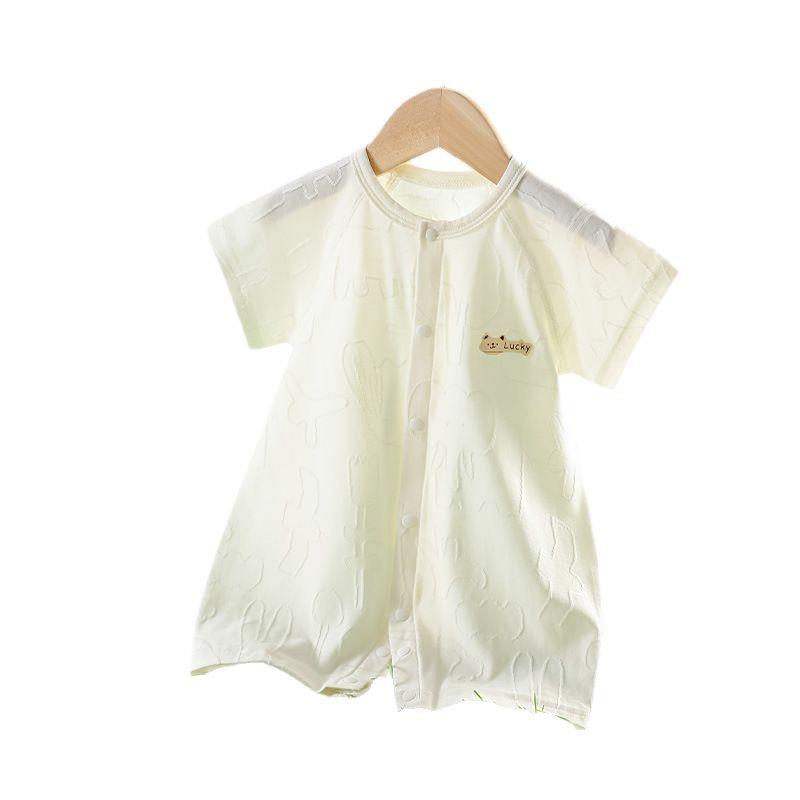 婴儿衣服夏季薄款短袖连身衣纯棉透气网眼a类哈衣满月宝宝睡衣夏 - 图3