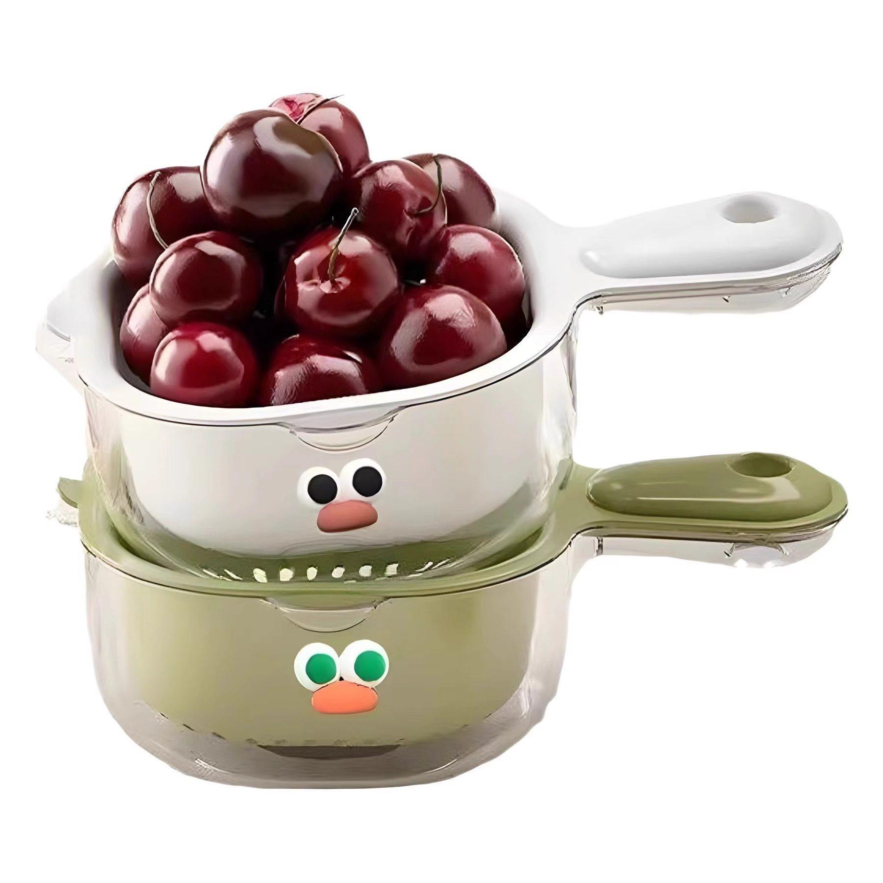 双层沥水篮卡通水果盘洗菜沥水客厅茶几家用新款厨房水果盘菜篮子,淘宝优惠券,粉丝福利购,淘宝优惠卷