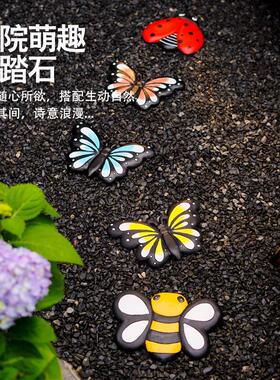 欧式脚踏纪念石板创意摆件树脂工艺品垫脚石户外院子花园装饰