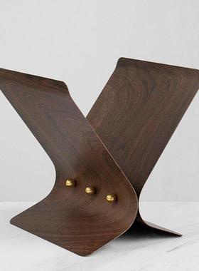 现代轻奢金属杂志架书报架摆件书房样板间收纳架售楼大厅软装