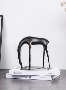 家居新中式古铜色马动物摆件样板房间客厅售楼部家居装饰摆设品