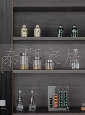 展厅橱柜层架玻璃密封罐茶壶咖啡饮料矿泉水瓶样板房厨房摆件套装