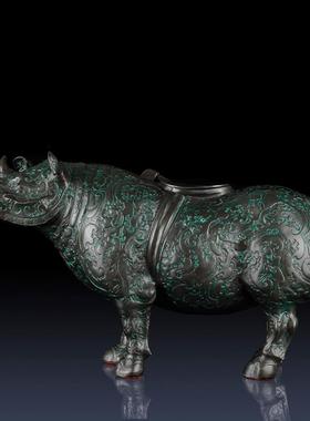 青铜器犀牛尊招财犀牛铜牛工艺品牛礼品摆件客厅摆件办公室装饰品