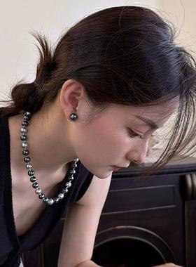 新加坡chomelkinsey大溪地黑色珍珠项炼女轻奢小众混彩高级感颈炼