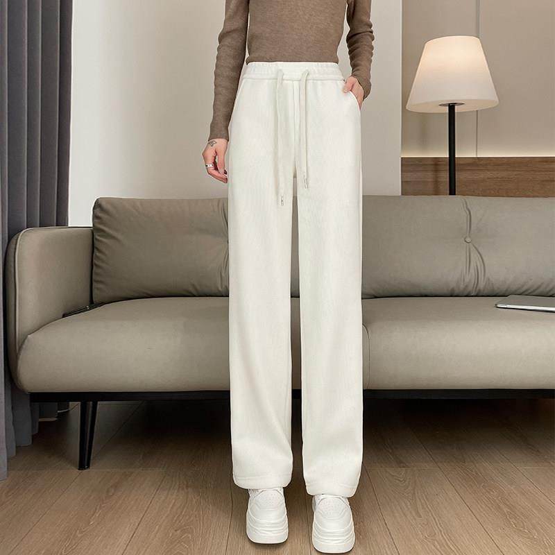 羊羔绒窄版阔腿裤女秋冬新款灯芯绒裤子小个子高腰加绒保暖直筒裤,淘宝优惠券,粉丝福利购,淘宝优惠卷