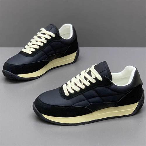 男鞋夏季透气2025新款厚底旅游阿甘休闲 潮鞋软底男士跑步运动板 - 图0