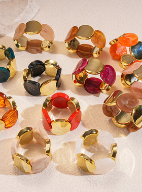 欧克力圆形拼接弹力手链小众手饰