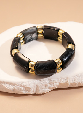 复古欧克力几何方形圆形拼接手镯