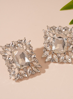 复古镶钻方形多层珍珠锁骨链项链