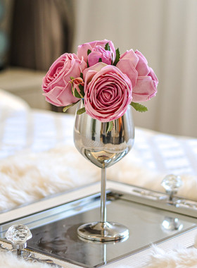 2025新款轻奢手感仿真玫瑰婚庆装饰套装高档批发假花保湿花卉摆件