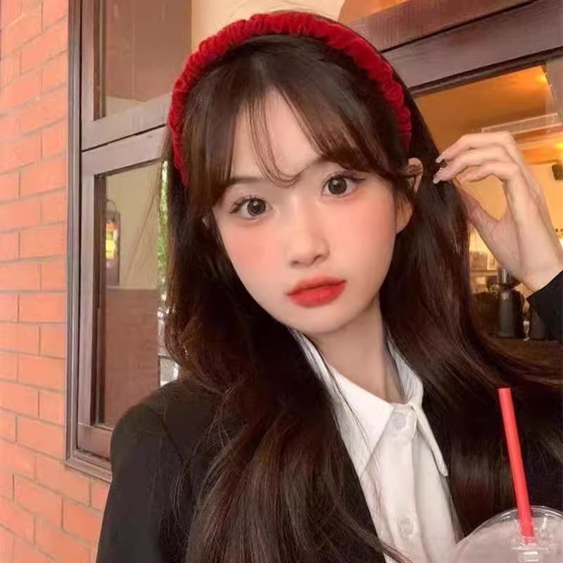 红色丝绒蝴蝶结发夹女敬酒服头饰高级感新娘后脑勺半扎发弹簧夹子 - 图2