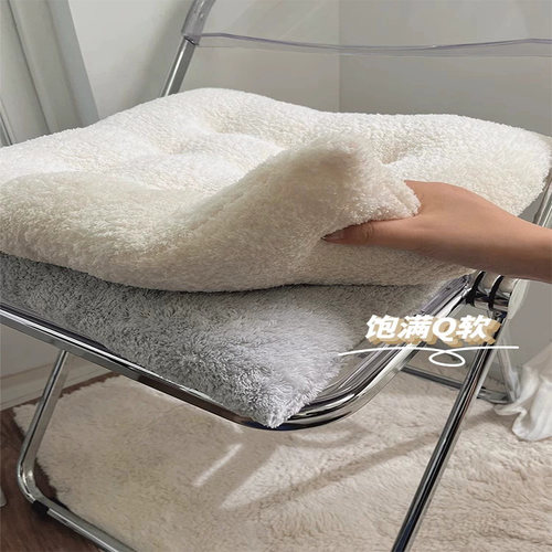 毛绒坐垫大学生教室宿舍屁垫办公室久坐加厚座垫餐椅子屁股垫子 - 图1