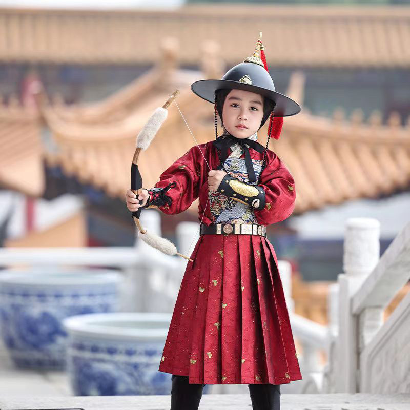 2025春秋红色男女锦衣卫贴里飞鱼服儿童妆花国风织金高端织金,淘宝优惠券,粉丝福利购,淘宝优惠卷