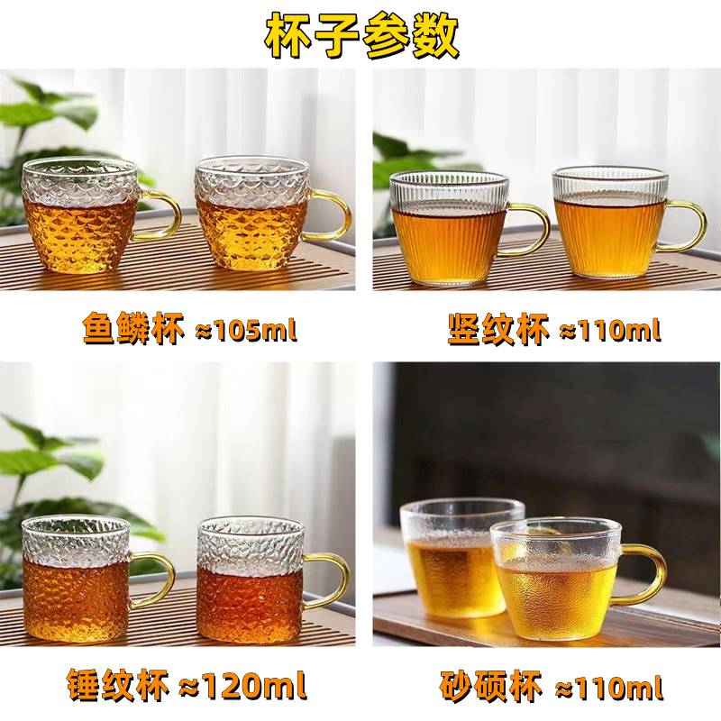 玻璃茶壶透明功夫茶具套装迷你小型复古风锤纹耐高温过滤泡茶器 - 图2