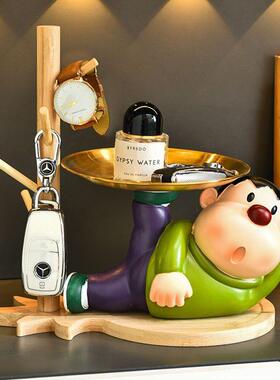 放钥匙扣摆件胖虎摆件创意玄关入户鞋柜钥匙收纳客厅电视柜家居装