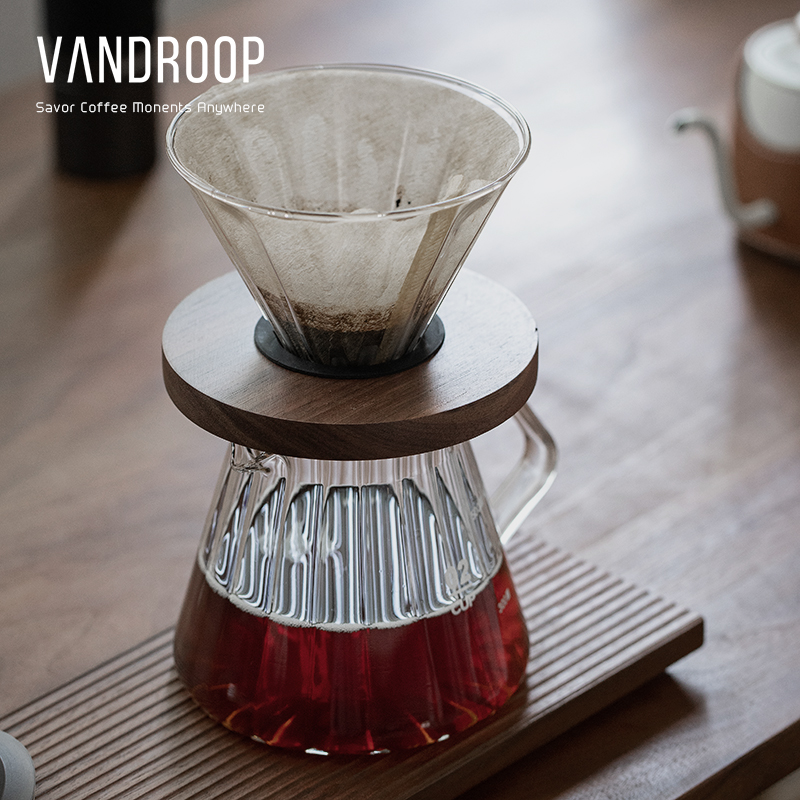 VANDROOP 手冲咖啡v60滤杯玻璃V01/V02家用耐热锥形煮咖啡过滤器 - 图2