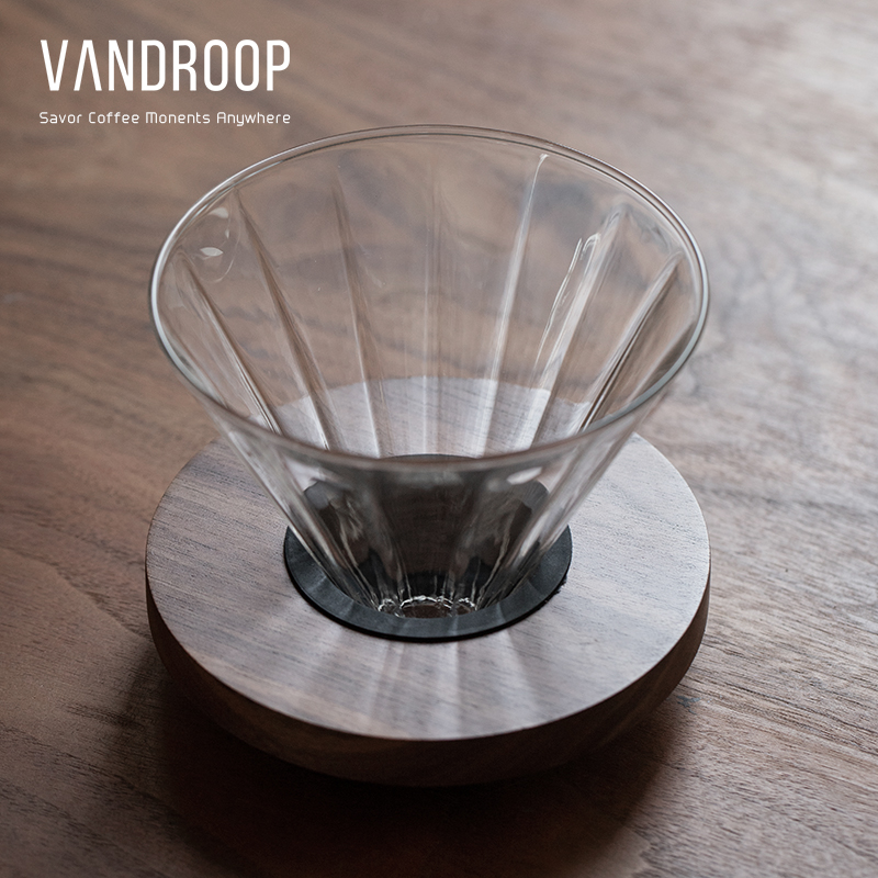 VANDROOP 手冲咖啡v60滤杯玻璃V01/V02家用耐热锥形煮咖啡过滤器 - 图0