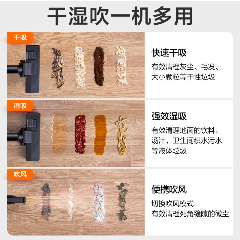苏泊尔吸尘器家用大吸力功率地毯美缝专用工业强力小型桶式吸尘机