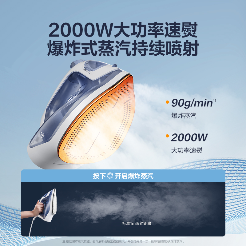 苏泊尔电熨斗家用手持小型蒸汽烫衣服烫斗老式熨斗干湿两用熨烫机