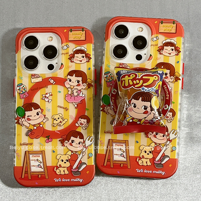 可爱不二家牛奶妹适用苹果16手机壳带磁吸支架iphone15promax新款15pro小众14Promax硅胶13卡通14pro防摔套女
