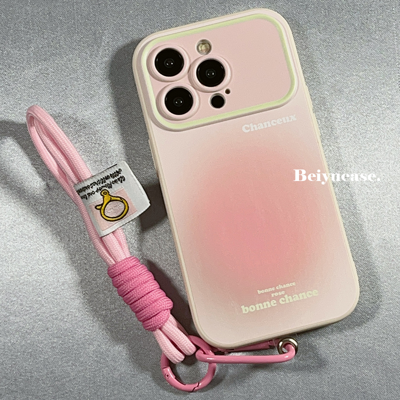 ins简约粉色晕染少女心适用苹果14手机壳iphone15pro新款13带挂绳11女14promax小众12硅胶14pro防摔手机套软 - 图2