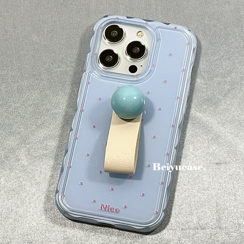 ins简约波点圆球指环扣适用苹果15promax手机壳少女心iPhone14新款15pro小众11硅胶13女12创意14pro防摔套软