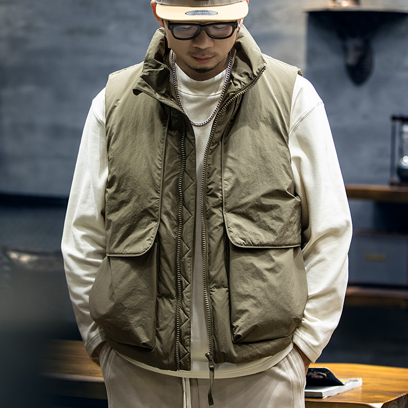 宇透鸭绒立领工装羽绒马甲男冬季新款宽松加厚保暖美式坎肩背心潮,淘宝优惠券,粉丝福利购,淘宝优惠卷