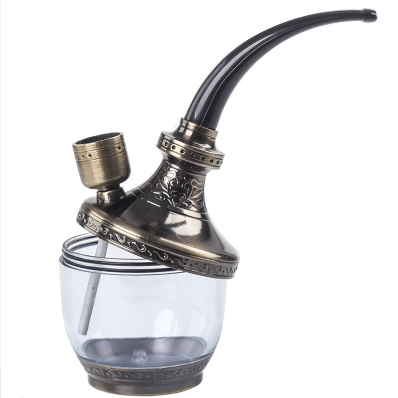 jd168水烟壶烟斗弯式小号水循环过滤器烟具双用烟锅双用男士礼品 - 图1