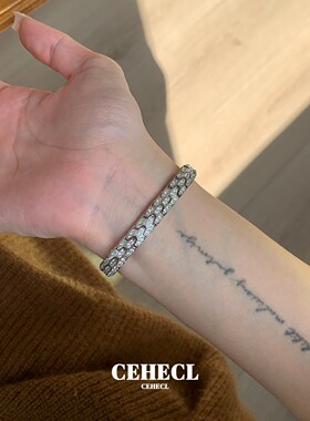 满钻蛇骨手链银色老钱蛇形软手镯