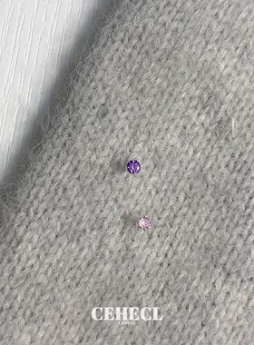 s925纯银紫色耳钉女天空蓝养耳洞