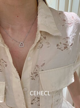 为你倾心镂空爱心十字星芒项链女