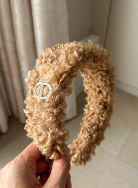 软糯羊羔毛发箍女宽边高颅顶头箍