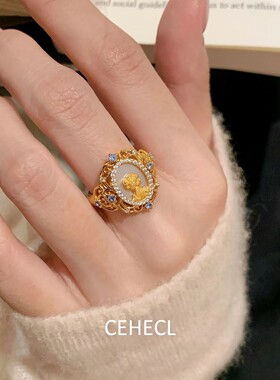 巴洛克女王浮雕戒指女款开口指环