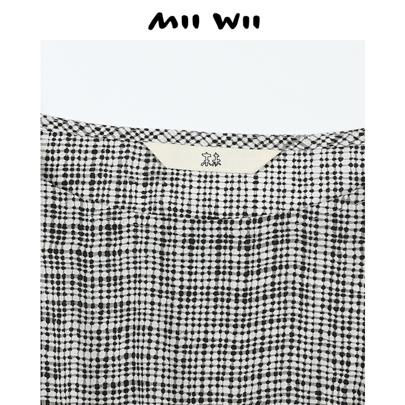 末未MIIWII24夏全棉黑白小点连衣裙L242504女士