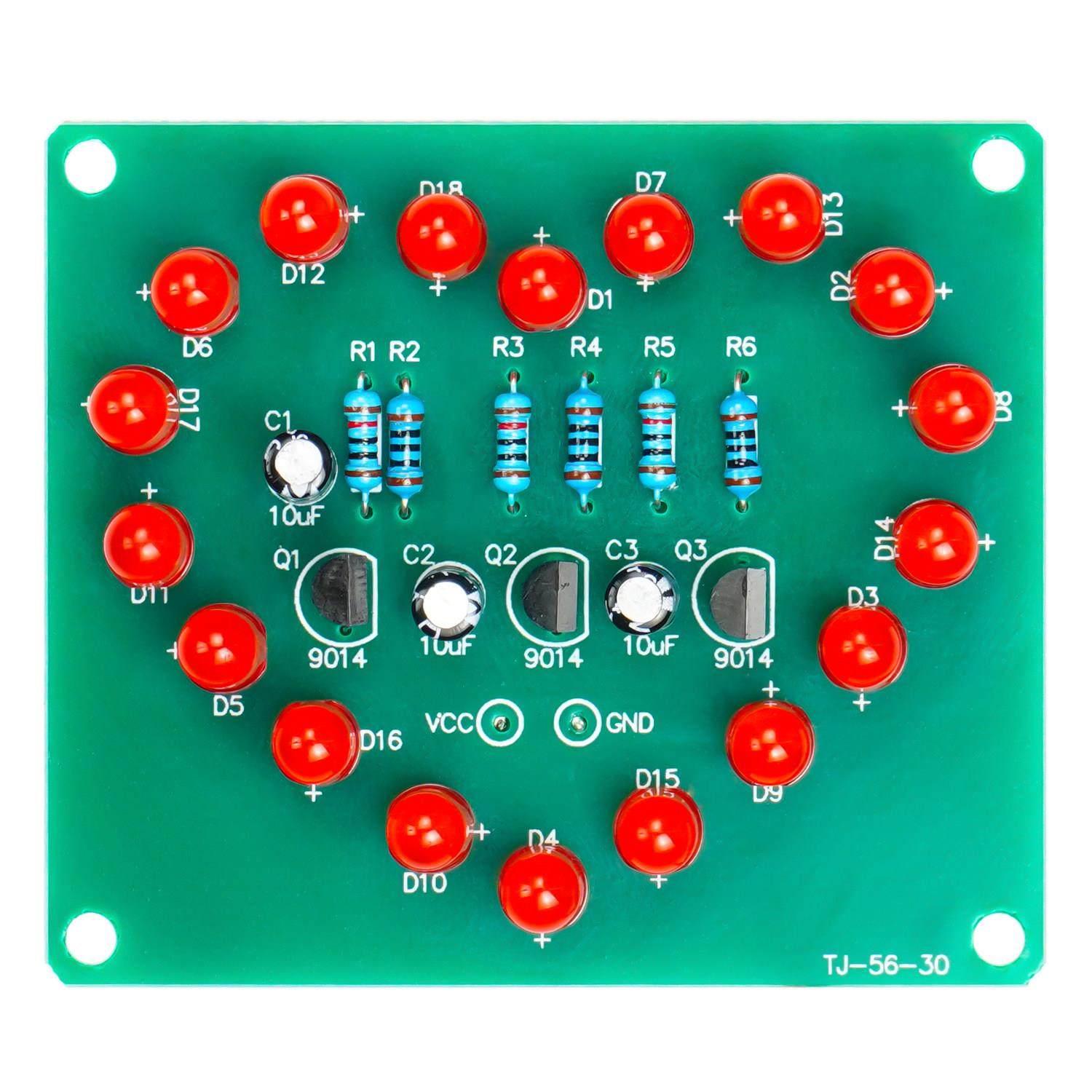 18只LED心形灯套件循环闪烁DIY电子制作焊接练习电路板TJ-56-30,淘宝优惠券,粉丝福利购,淘宝优惠卷