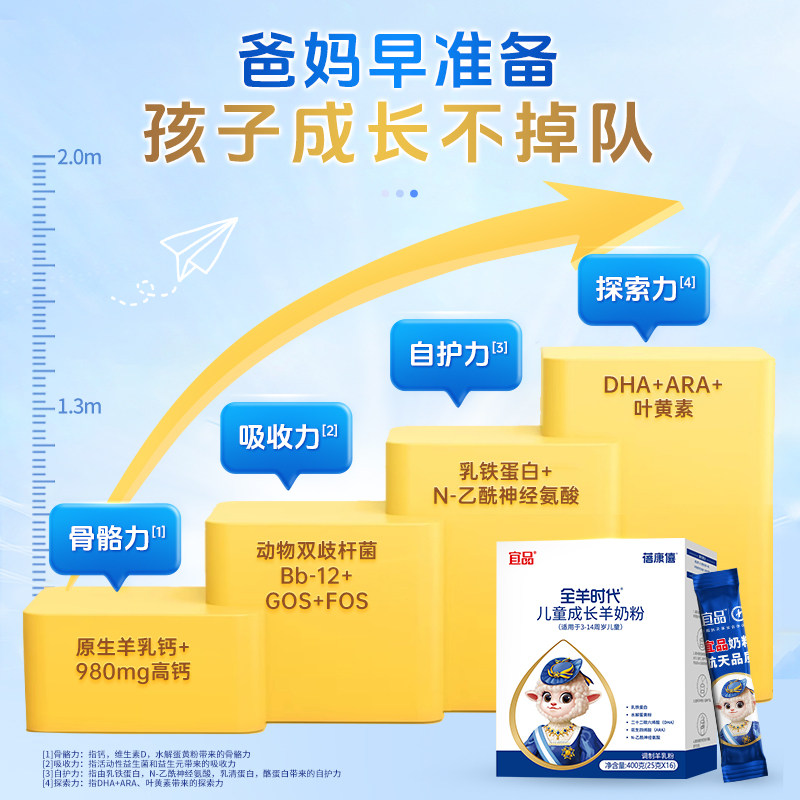 宜品蓓康僖儿童成长羊奶粉4段3岁6岁以上学生高钙400g官方旗舰店,淘宝优惠券,粉丝福利购,淘宝优惠卷