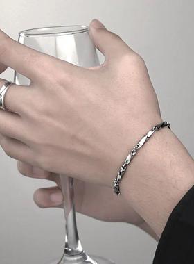 Stainless Steel Men Charm Bracelet Punk Vintage Twisted Wove