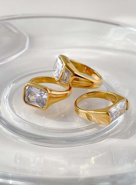 Vintage Simple Large Zircon Ring Women