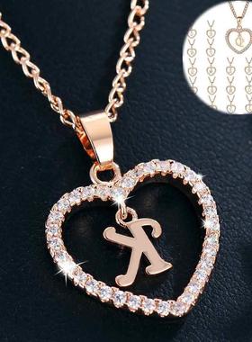 Womens Jewelry Name Initials Heart Pendant Necklace 26 Lette
